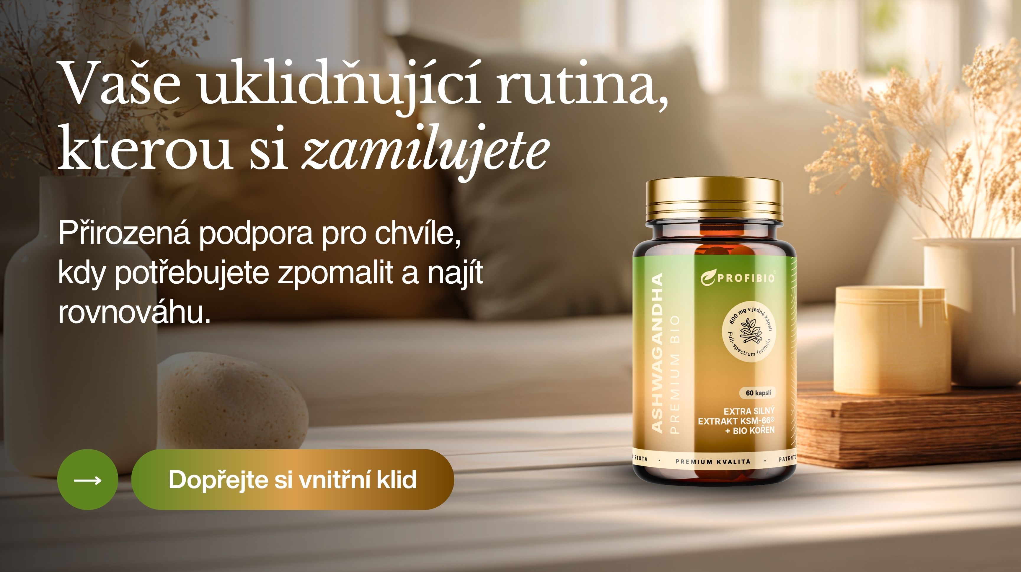 PREMIUM Ashwagandha KSM-66®, 600 mg, Extra silný extrakt + BIO kořen, Bioaktivní Full Spectrum, Vysoce vstřebatelná, 60 kapslí -1